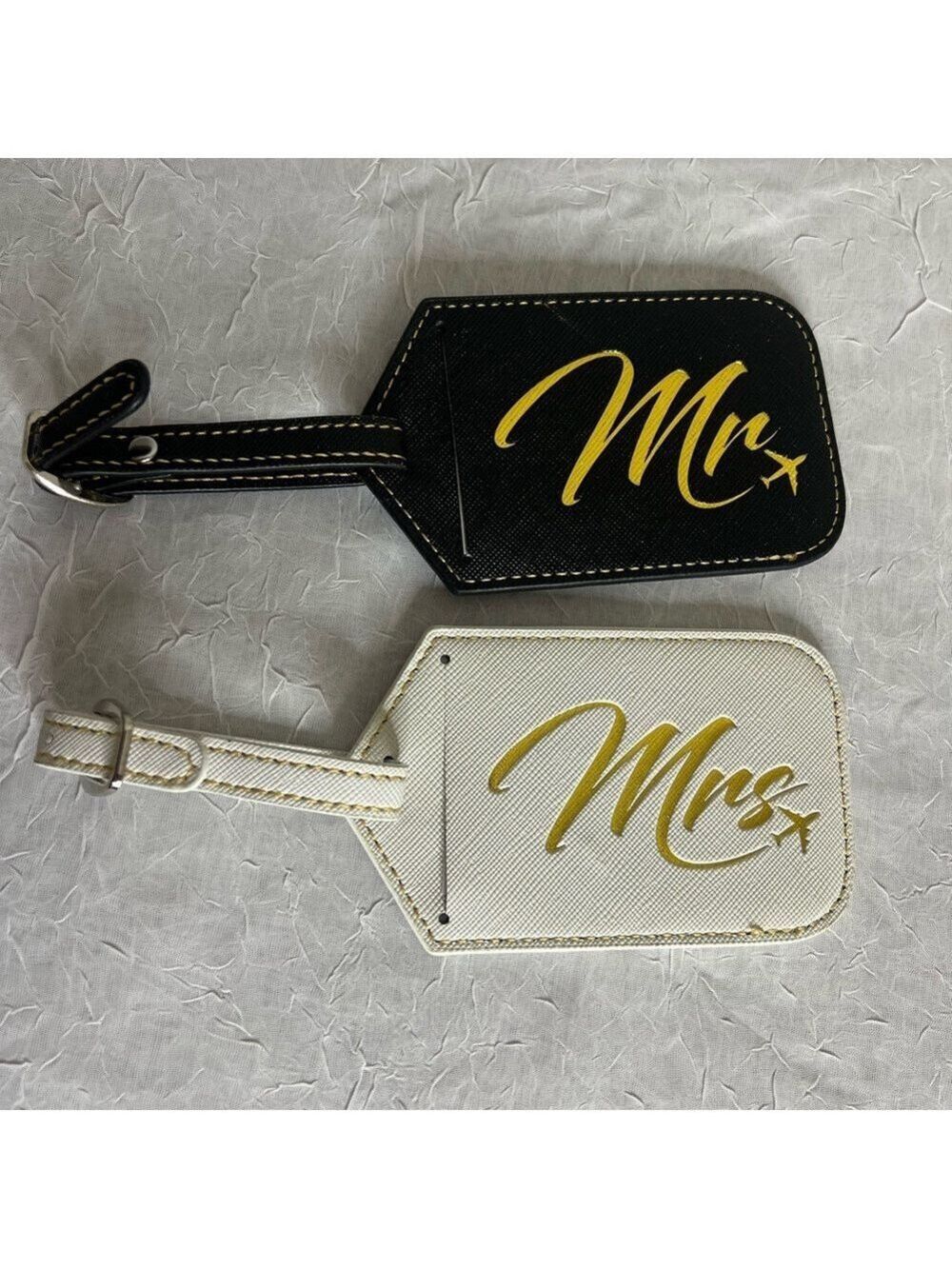 Black and White Mr. and Mrs. Luggage Tags